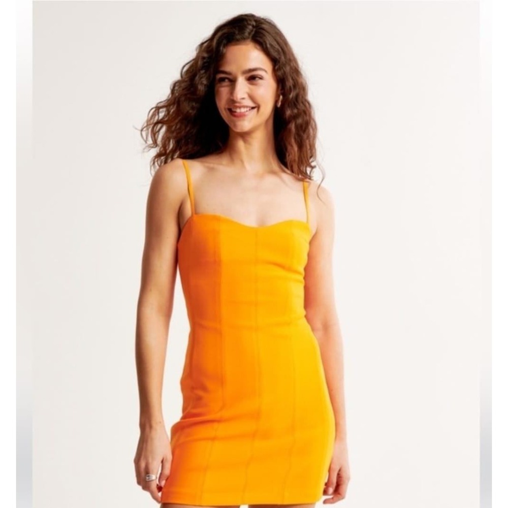 Abercrombie Fitch‎ Orange Strappy Sweetheart Neckline Bodycon Mini Dress XXL